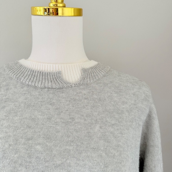 Love Labels Cutout Layer Sweater in Heather Gray and Alabaster, Sz XXL - Picture 5 of 9